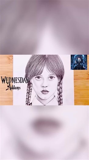 Drawing tutorial of WEDNESDAY with pencil ✏️ #wednesday #drawingtutorial #wednesdayaddams