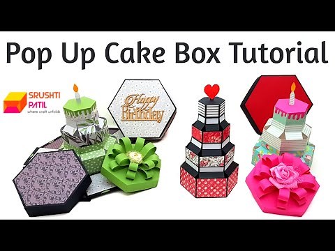 Pop Up Cake Box Tutorial by Srushti Patil | Hexagon Tower Explosion Box |
