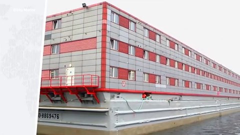 Overview of the floating barge that will house asylum seekers
