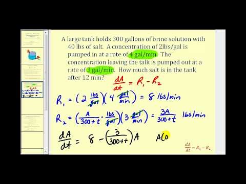 Applications of First Order Differential Equations - Mixing Concentrations 2