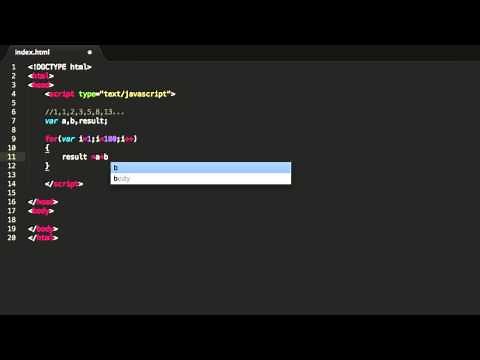 Javascript Tutorial - fibonacci sequence with For statement