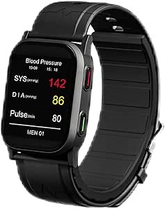 Black Lightweight BP Smartwatch(Non AI Version), FDA 510(k) Cleared, Airbag Blood Pressure, Heart Rate, Blood Oxygen,Sleep, Fitness, Bluetooth App, Contact us for Discount
