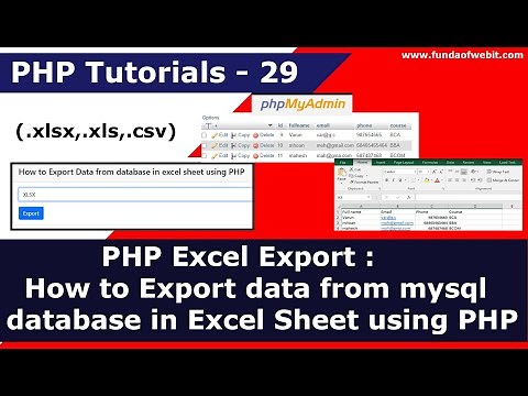 PHP Export Excel : How to export data from mysql database to excel sheet in php | PHP Tutorial 29