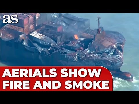 DRAMATIC AERIAL FOOTAGE: Fire and Smoke Erupt from Container Ship Solong After North Sea Collision!