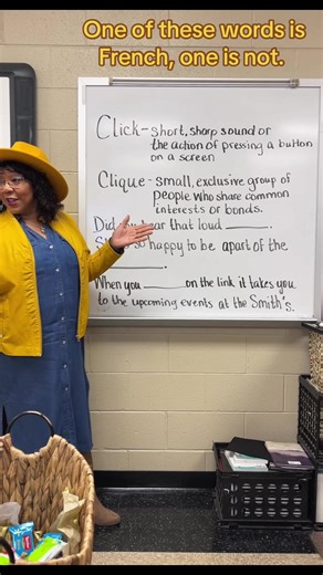 When I said “click” in class, my students thought I meant clicking a mouse… but today’s lesson was actually about the word clique. A clique is a small group of people who tend to stick together, especially in school settings. This quick vocabulary and pronunciation lesson turned into a discussion about spelling, social groups, and words that sound different from the way they look. The word clique may look like “click,” but it actually comes from the French language. In this lesson, we talked abo