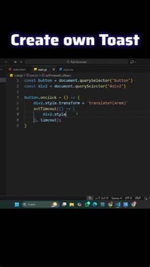 Mr Gen-Z on Instagram: "Create Custom Toast Notifications with HTML/CSS/JS! #JavaScript #CSS #HTML #WebDevelopment #Frontend #Coding #Programming #ToastNotifications #TechShorts #LearnToCode #DIYProjects #WebApps Build Custom Toast Notifications with HTML, CSS & JavaScript! In this short, I show you how to create beautiful toast messages from scratch — no libraries or frameworks needed! Perfect for showing alerts, confirmations, or updates in your web apps. ✨ 🎯 Features I Built: ✅Smooth slide-i