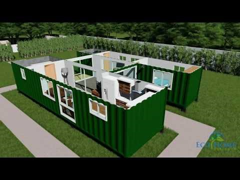 SCH15 2 x 40ft Custom Container Home with Breezeway 3D render video