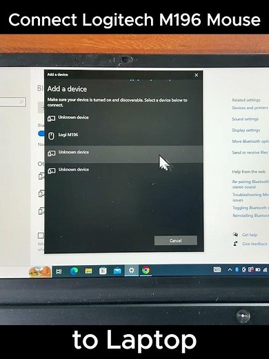 Connect Logitech M196 Bluetooth Mouse to Laptop