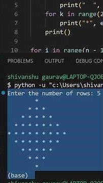 diamond pattern in python ( python for beginners ) #python #pattern