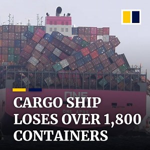 A container ship lost 1,816 cargo containers after it was caught up in a violent storm in the Pacific Ocean. It is described as the second biggest cargo loss in shipping history. | South China Morning Post
