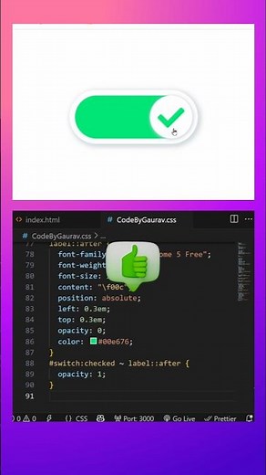 🎛️ Toggle Button with Smooth Animation | HTML & CSS #webdevelopment #coding #htmlcss #shorts