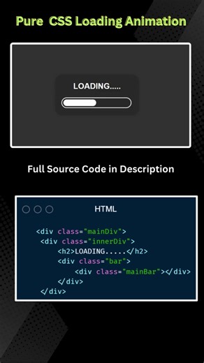 Pure CSS Loading Bar Animation ⚡ | HTML CSS Loader UI