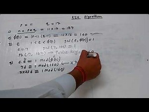 RSA Algorithm (Solved Example) in Cryptography and Network security in Hindi.