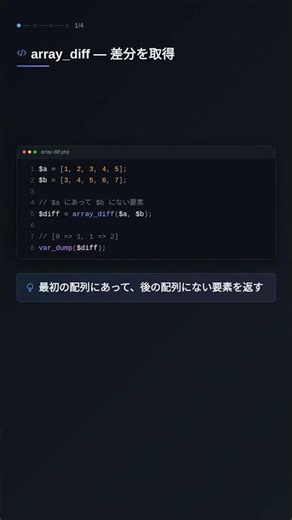 array_diffとarray_intersectで2つの配列の差分と共通要素を取得する #PHP #プログラミング #AI