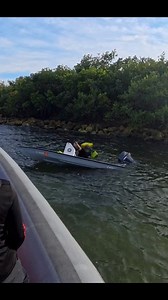 Sunk 13’ boat capsizes in the river. I just happened to be running by as another boat was attempting to assist them. The boat hit a large boat wake going at a slower speed after some pier fishermen yell at them to slow down, then leave their fishing lines out as they’re being rescued. Fortunately the hull was somewhat sealed, and the bilge continued to re-float the boat once upright. From there it was just a tow to a nearby ramp, and recover their belongings the other boats retrieved. #captainre