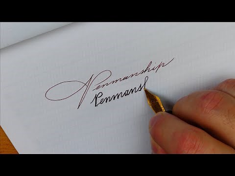 How to write “Penmanship” in three different handwriting styles: Spencerian, Cursive and Copperplate