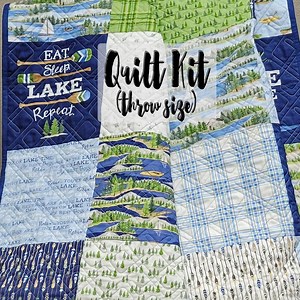 Moda Panel Quilt Kit, Easy Quilt Kit, Beginner Quilt Kit, Throw Size Quilt Kit, on the Lake Time Fabrics, Deb Strain Fabrics, Layer Cake Kit - Etsy
