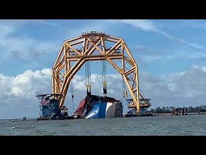 Golden Ray salvage operation - day 1 of cutting from the Minorcan Mullet