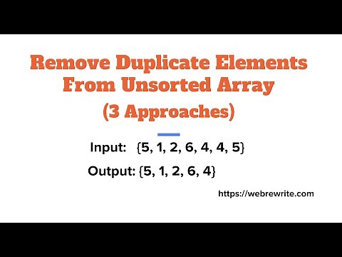 Remove Duplicate Elements from Unsorted Array - Java Code