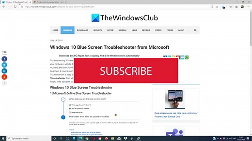 Run Blue Screen Troubleshooter in Windows 11
