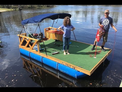 My Cheap Homemade Pontoon #2 with Magnet Fishing, Fish Fishing, Golf, and Kayaking.