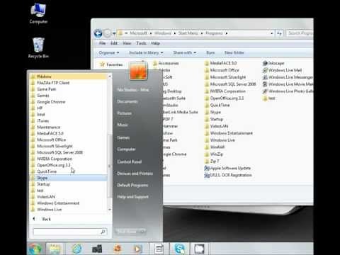 How to add menu items to all programs in windows 7 start menu
