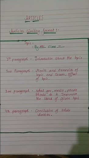 ARTICLE WRITING FORMAT 📆📃📋 Articles writing class 11th