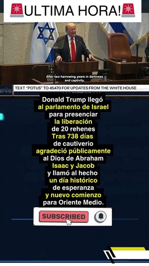 Momento histórico!\nTrump agradece al\nDios de Abraham,\nIsaac y Jacob\ntras liberación\nde rehenes israe