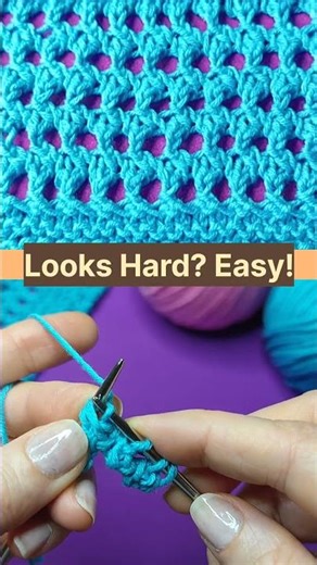 🔥Looks Hard? Easy! ✨ Lace Knit Stitch for Beginners | #knittingpattern #beginnersstitch #shorts