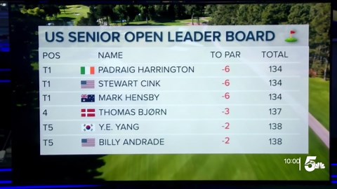 Three golfers tied for first place after round two of the U.S. Senior Open