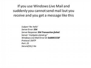 error 554 windows live mail how to fix it