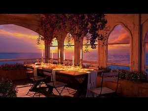 Summer Sunset Candlelit Dinner Ambience: Crashing Waves, Crackling Bonfire, Crickets