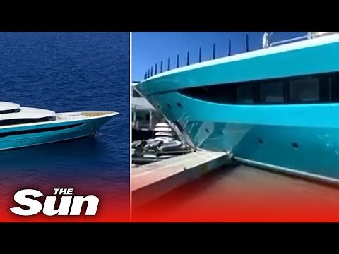 Shocking moment 235ft superyacht worth £65m smashes into dock after ‘computer malfunction'