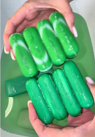 ASMR Green Soap Sounds and Close-Up Texture