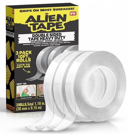 Alien Tape Double Sided Mounting Tape 3 Rolls Heavy Duty Nano Two Sided Clear 1.18 in x 10 ft