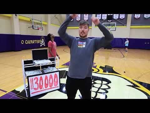 MrBeast hits insane basketball trickshot