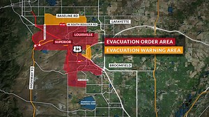 Map: Fire evacuation zones and shelters