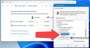 Change Critical Level Battery Action & Low Level Battery Action in Windows 11