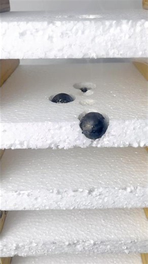 1000°C Hot Iron Balls on foam tower 🔥☄️ | Thermocol #shorts #asmr #experiment
