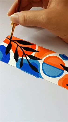 Aesthetic Orange+ Blue Boho Art Bookmark 🧡💙 Minimal Abstract Painting #bookmark #bohoart #diy #art