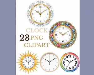 23 Clock PNG Clipart Set | Watercolor Clock Illustrations | Vintage Modern Clock PNG | Clock Clipart Bundle for Sublimation & DTG - Etsy