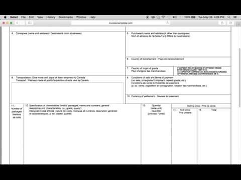 Fill-in Canadian Customs Invoice Template | Form CI1