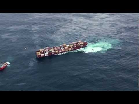 Footage of the Rena oil spill in New Zealand