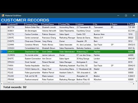 Material Design UI for DataGridView in C# WinForms