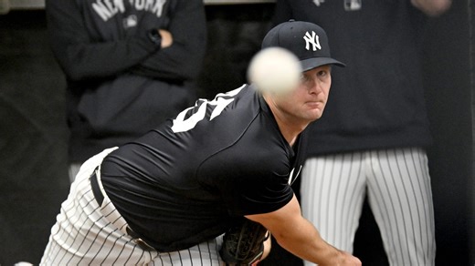 Gerrit Cole pitching live BP at Yankees' camp