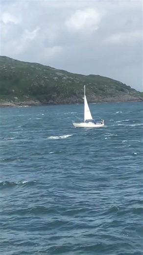 Epic stormy seas:￼ yacht battling waves at the Isle of sky￼.