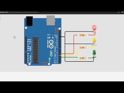 Simple Arduino Traffic Lights Simulator Wiring & Coding w/ Wokwi Web Based Virtual Arduino Simulator