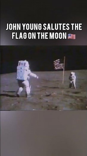 John Young Salutes the American Flag on the Moon