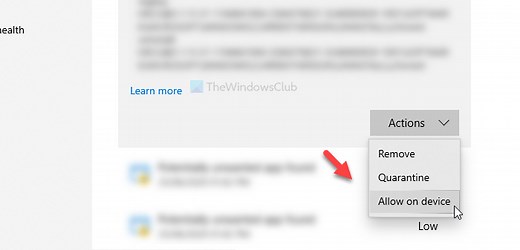 How to manually allow a blocked file or app in Windows Security