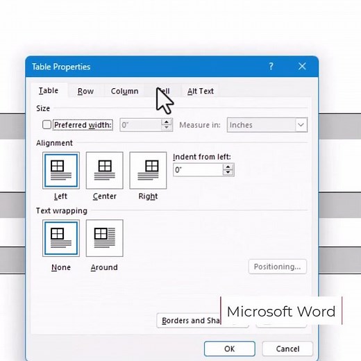 Microsoft Word Resizing Table Rows and Columns